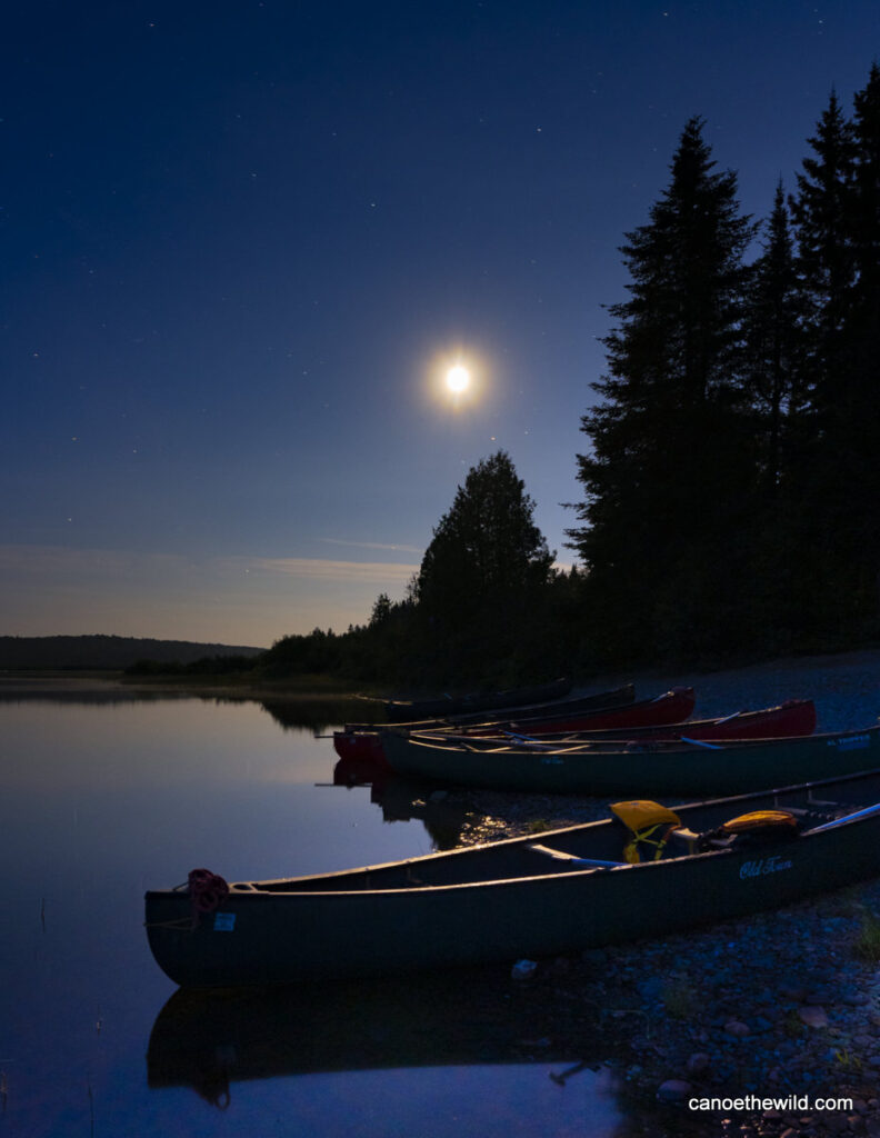 Allagash River Canoe Trips Family Friendly Best Moose Viewing Trip   07 Moonlight Over Allagash Campsite  792x1024 